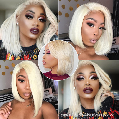 Virgin Human Hair Mink Brazilian Blonde 613 Bob Lace Front Wig Alipearl Short Bob Human Hair Lace Front Wig